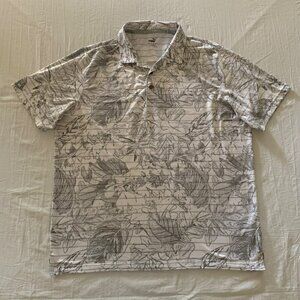 Puma Golf White Gray Floral Print Polo Shirt Mens XL